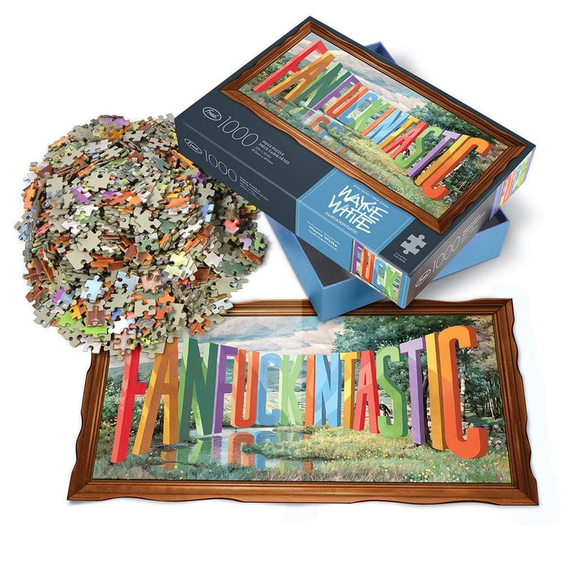 1000 PC Puzzle | White Fanfckntastic  Fred & Friends  Paper Skyscraper Gift Shop Charlotte