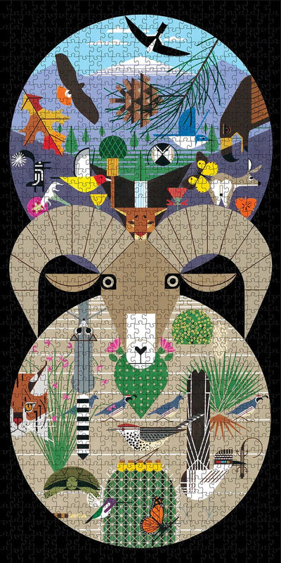 1000 Piece Jigsaw Puzzle | Charley Harper The California Desert Mountains Puzzles Pomegranate  Paper Skyscraper Gift Shop Charlotte