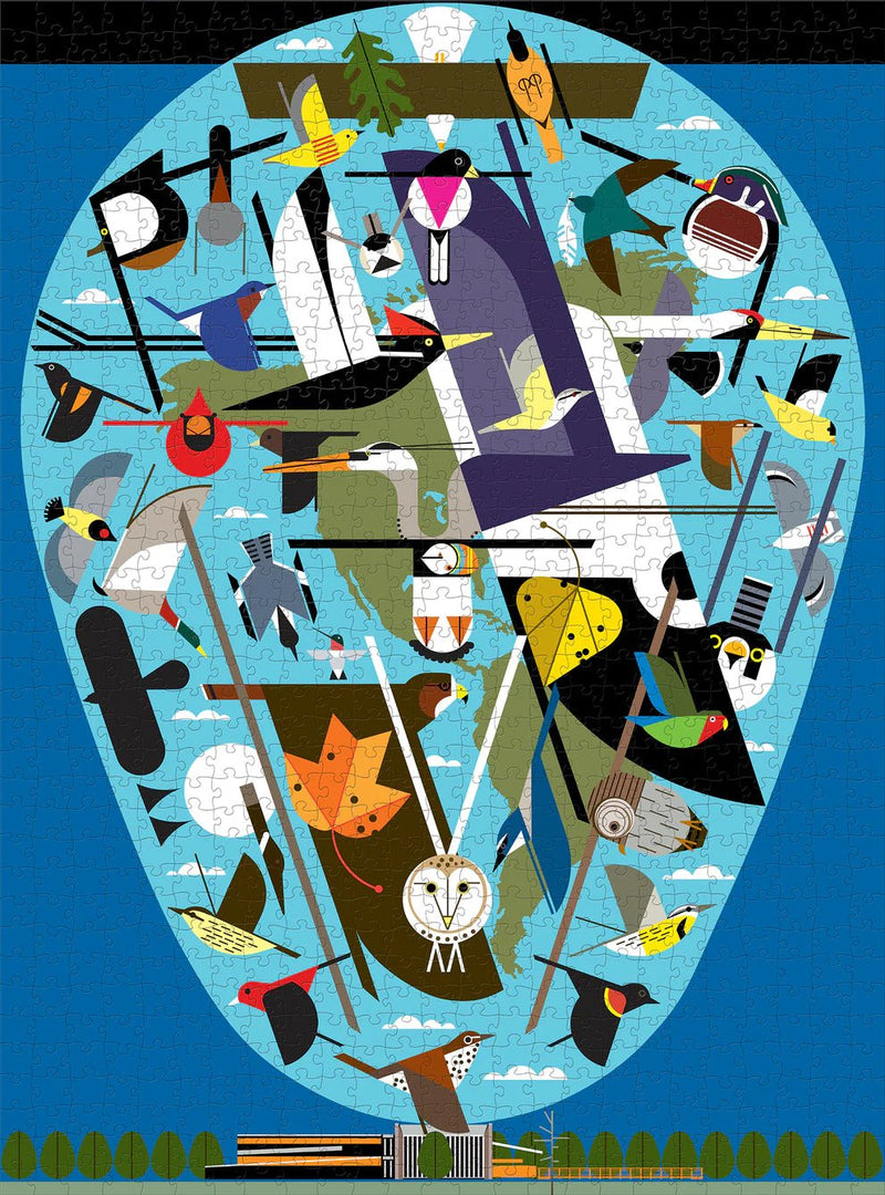 1000 Piece Jigsaw Puzzle | Charley Harper We Think the World of Birds Puzzles Pomegranate  Paper Skyscraper Gift Shop Charlotte