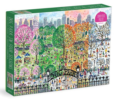 1000 Piece Jigsaw Puzzle | Michael Storrings Dog Park in Four Seasons BOOK Chronicle  Paper Skyscraper Gift Shop Charlotte