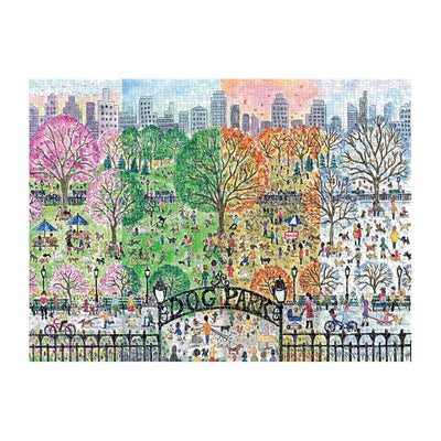 1000 Piece Jigsaw Puzzle | Michael Storrings Dog Park in Four Seasons BOOK Chronicle  Paper Skyscraper Gift Shop Charlotte