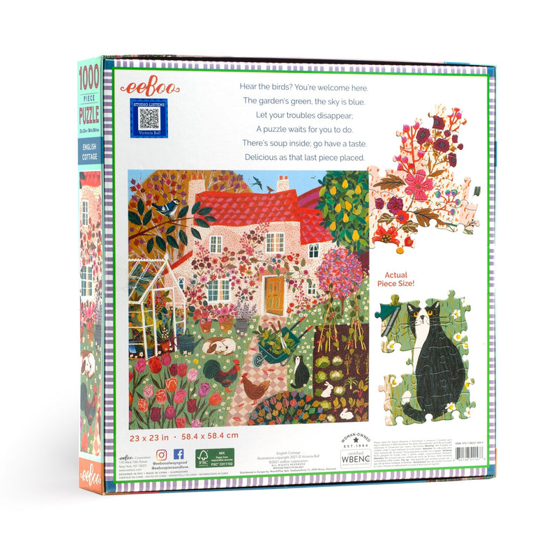 1000 Pieces Puzzle | English Cottage Puzzles Eeboo  Paper Skyscraper Gift Shop Charlotte