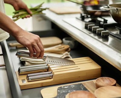 Steel Knife Set with In-drawer Bamboo Storage Tray Kitchen Joseph Joseph  Paper Skyscraper Gift Shop Charlotte