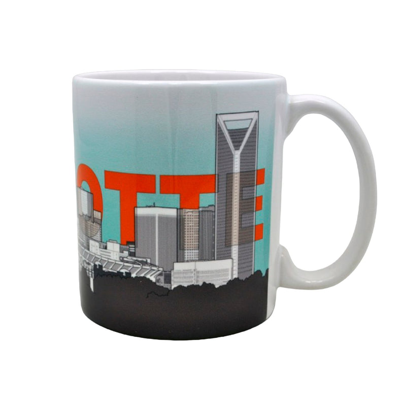 11 Oz. Ceramic Mug - Charlotte Skyline Sketch Mugs My City Souvenirs  Paper Skyscraper Gift Shop Charlotte