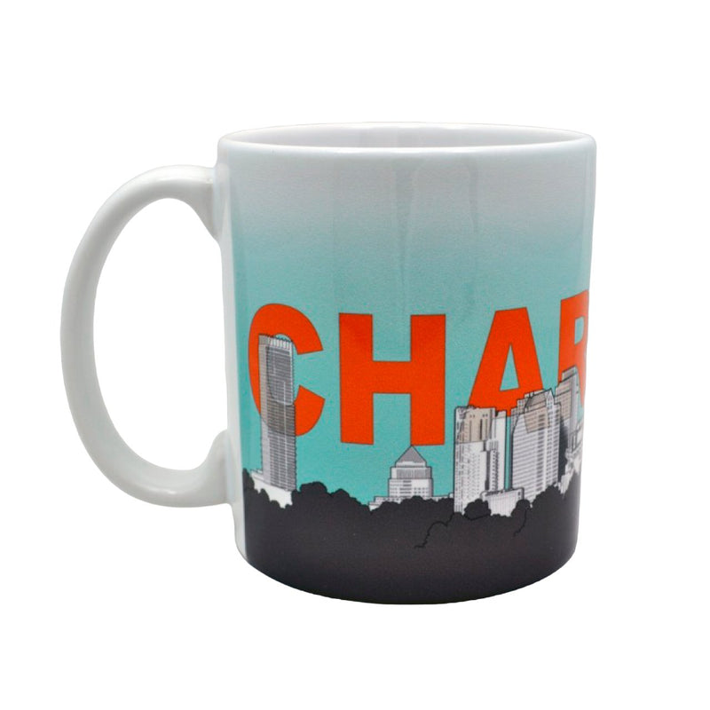 11 Oz. Ceramic Mug - Charlotte Skyline Sketch Mugs My City Souvenirs  Paper Skyscraper Gift Shop Charlotte