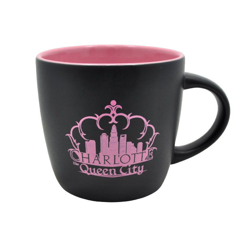 12 Oz. Ceramic Black Mug - Charlotte Crown Skyline Pink Mugs My City Souvenirs  Paper Skyscraper Gift Shop Charlotte