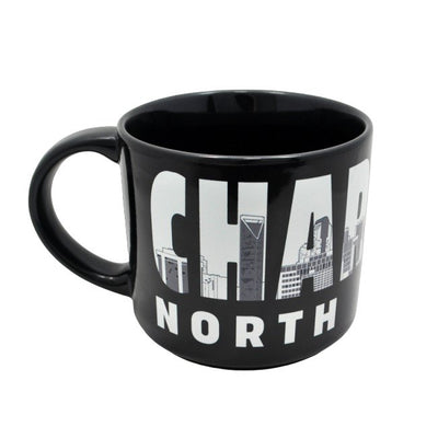 14 Oz. Ceramic Black Mug - Charlotte Letters Skyline Mugs My City Souvenirs  Paper Skyscraper Gift Shop Charlotte