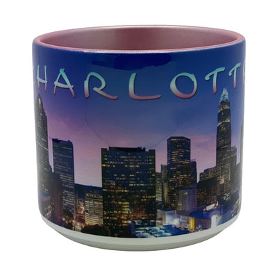 14 Oz. Ceramic Mug - Charlotte Pink Skyline | Pink Mugs My City Souvenirs  Paper Skyscraper Gift Shop Charlotte