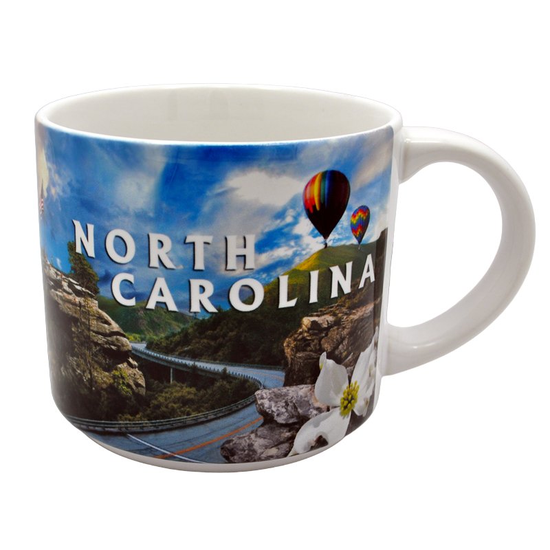 14 Oz. Ceramic Mug - North Carolina Photo Collage Mugs My City Souvenirs  Paper Skyscraper Gift Shop Charlotte