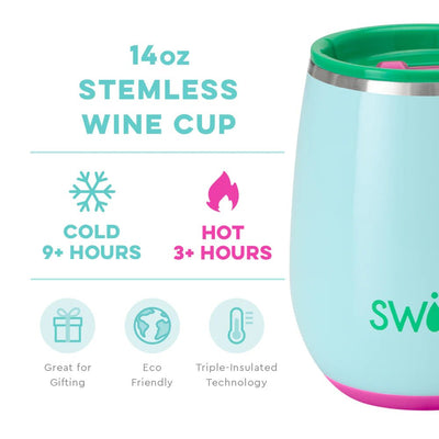 14oz | Prep Rally Stemless Wine Cup Drinkware Swig  Paper Skyscraper Gift Shop Charlotte