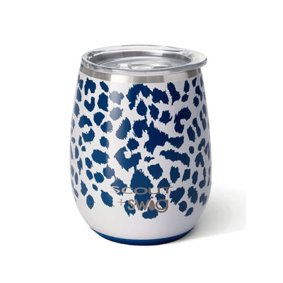 14oz SCOUT+Swig Stemless Wine Cup | Leopard Noir Wine Glasses Swig  Paper Skyscraper Gift Shop Charlotte