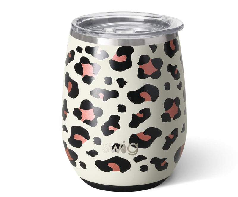 14oz Stemless Wine Cup | Luxy Leopard Drinkware Swig  Paper Skyscraper Gift Shop Charlotte