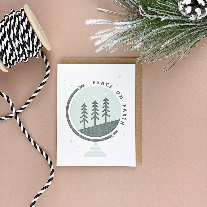 Peace on Earth Holiday Greeting Card: Single Cards Ruff House Print Shop  Paper Skyscraper Gift Shop Charlotte