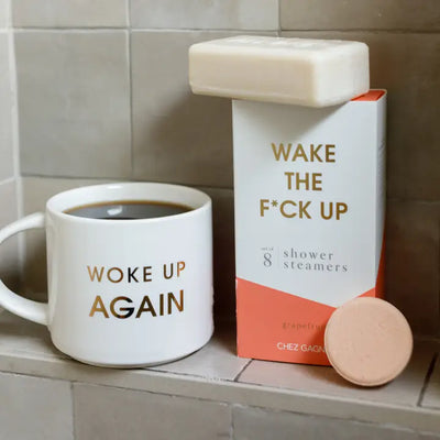 Wake the F*ck Up Shower Steamers Cards Chez Gagné  Paper Skyscraper Gift Shop Charlotte