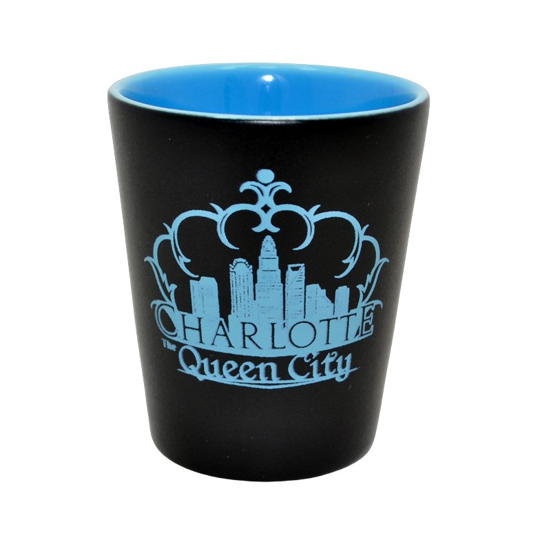 2 Oz. Ceramic Shot - Charlotte Crown Skyline Blue GIFT My City Souvenirs  Paper Skyscraper Gift Shop Charlotte