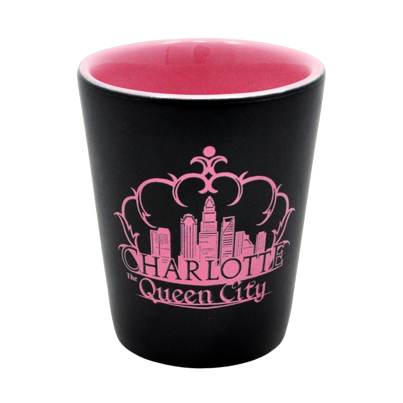 2 Oz. Ceramic Shot - Charlotte Crown Skyline Pink GIFT My City Souvenirs  Paper Skyscraper Gift Shop Charlotte