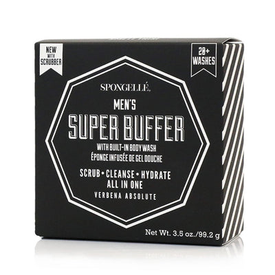 20+ Men's Super Buffer w/ Black Scrubber | Verbena Absolute: 3.5 oz  Spongellé  Paper Skyscraper Gift Shop Charlotte