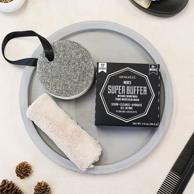 20+ Men's Super Buffer w/ Black Scrubber | Verbena Absolute: 3.5 oz  Spongellé  Paper Skyscraper Gift Shop Charlotte