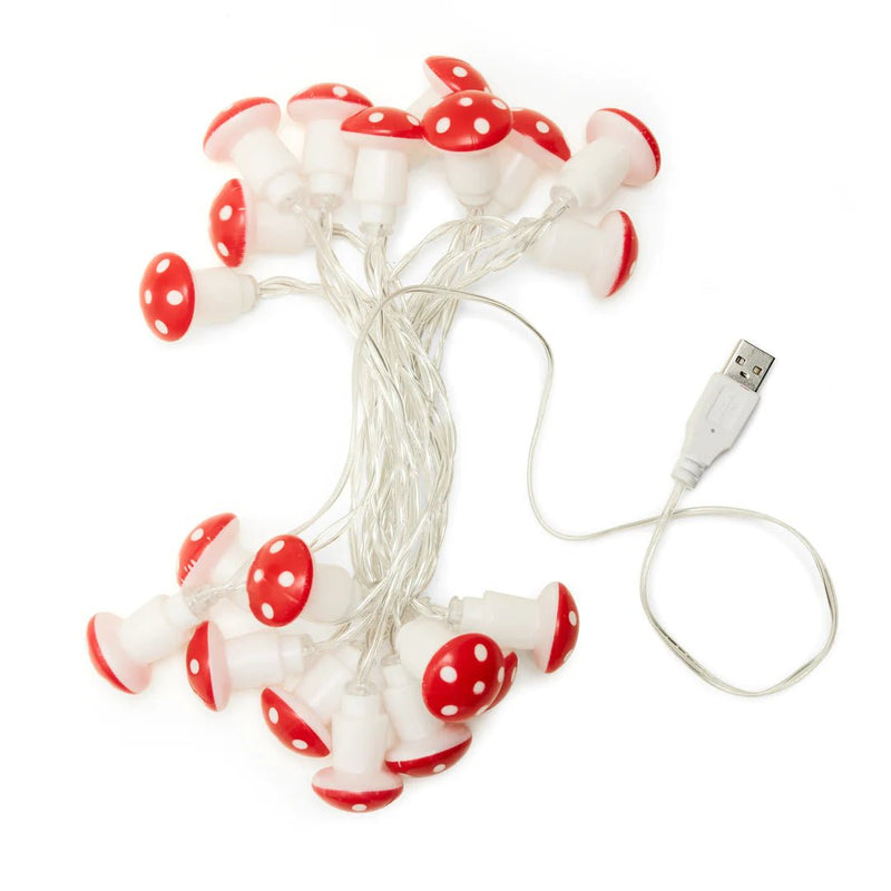 20 Mushroom LED String Lights Outdoors Kikkerland  Paper Skyscraper Gift Shop Charlotte