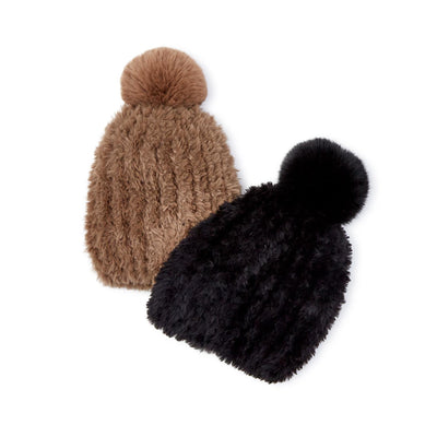 Toasty Topper Soft as Mink Faux Fur Hat with Matching Pom | Assorted Black and Camel Accessories + Apparel Two's Company  Paper Skyscraper Gift Shop Charlotte