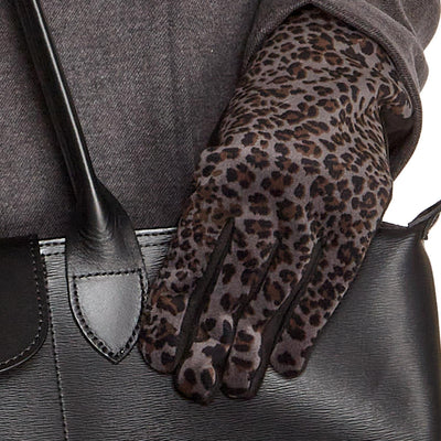 Tiny Leopard Print Super Soft Micro Suede Glove with Plush Lining and Touchscreen Fingertip | Assorted Accessories + Apparel Two's Company  Paper Skyscraper Gift Shop Charlotte