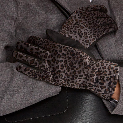 Tiny Leopard Print Super Soft Micro Suede Glove with Plush Lining and Touchscreen Fingertip | Assorted Accessories + Apparel Two's Company  Paper Skyscraper Gift Shop Charlotte