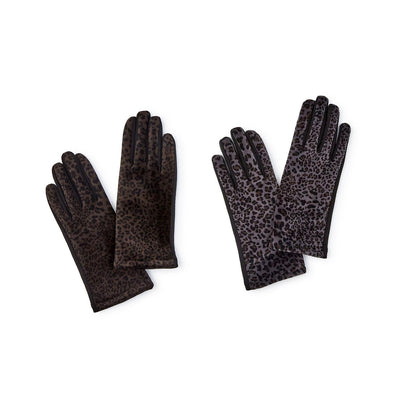 Tiny Leopard Print Super Soft Micro Suede Glove with Plush Lining and Touchscreen Fingertip | Assorted Accessories + Apparel Two's Company  Paper Skyscraper Gift Shop Charlotte