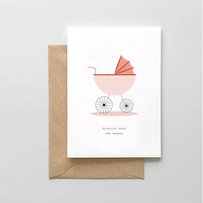 Strollin' With The Homies - New Baby Card Cards Spaghetti & Meatballs Paper Skyscraper Gift Shop Charlotte