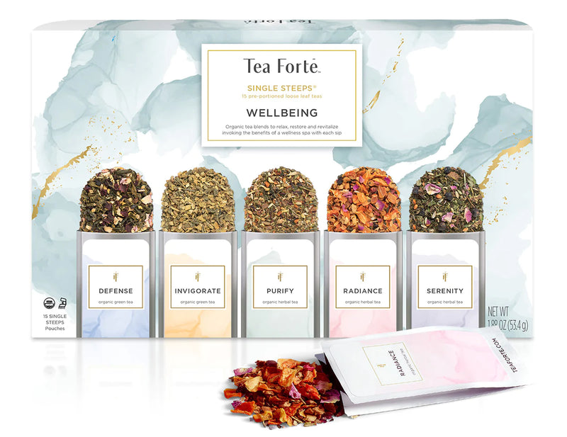 Wellbeing Single Steeps Sampler Kitchen Tea Forte  Paper Skyscraper Gift Shop Charlotte