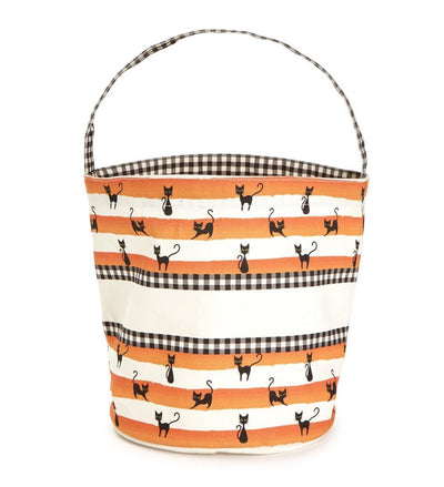 Spooktacular Bucket Bag with Orange Stripes and Gingham Check | Assorted Holiday Two's Company  Paper Skyscraper Gift Shop Charlotte