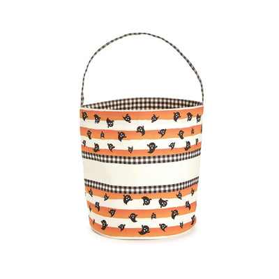 Spooktacular Bucket Bag with Orange Stripes and Gingham Check | Assorted Holiday Two's Company  Paper Skyscraper Gift Shop Charlotte