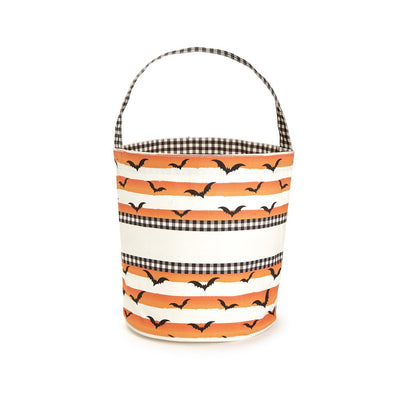 Spooktacular Bucket Bag with Orange Stripes and Gingham Check | Assorted Holiday Two's Company  Paper Skyscraper Gift Shop Charlotte