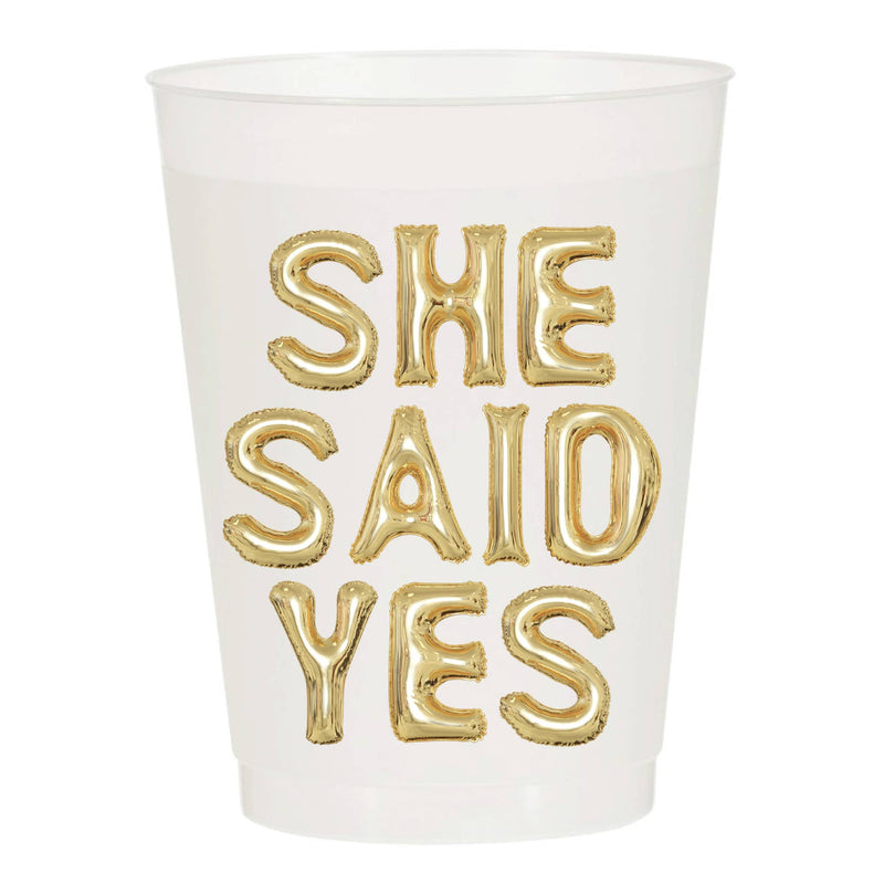 She Said Yes Gold  Frosted Cups - Weddinng: Pack of 6  Sip Hip Hooray  Paper Skyscraper Gift Shop Charlotte