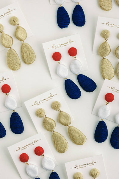 Red, White, & Blue Patriotic Ombre Lido Drop Earrings Jewelry St Armands Designs of Sarasota  Paper Skyscraper Gift Shop Charlotte