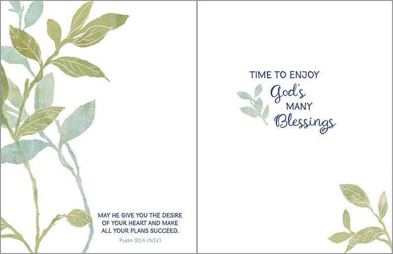 With Scripture Retirement Card - Navy Bird on Branch  GINA B DESIGNS  Paper Skyscraper Gift Shop Charlotte