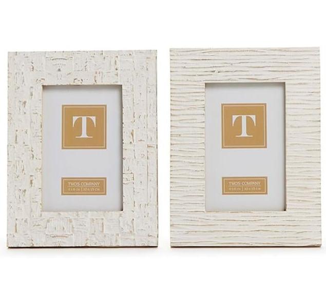 4x6 Brick Carved Pattern | Photo Frame Assorted | White Wash Finish Frame Two&