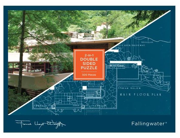 500 Piece Jigsaw Puzzle | Frank Lloyd Wright Fallingwater Double-Sided Games Chronicle  Paper Skyscraper Gift Shop Charlotte