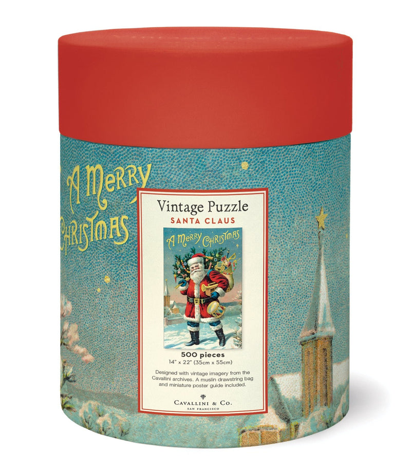 500 Piece Jigsaw Puzzle | Santa Claus Christmas Cavallini Papers & Co., Inc.  Paper Skyscraper Gift Shop Charlotte