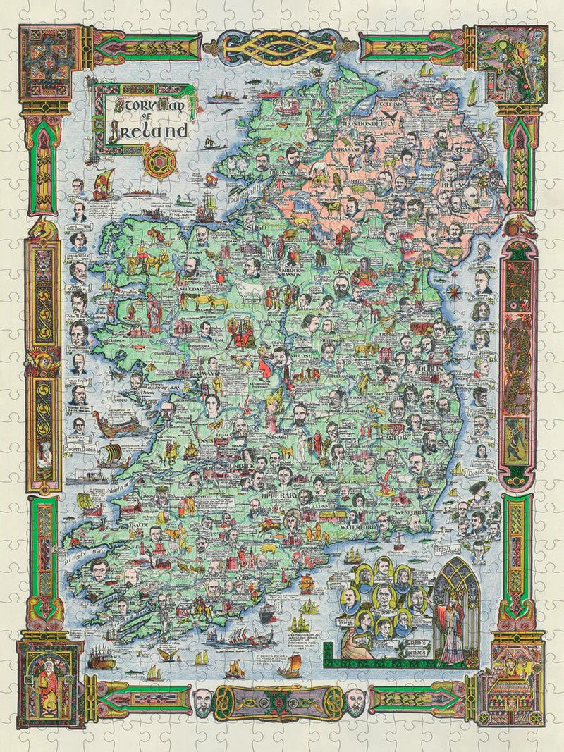 500 Piece Puzzle | Story Map of Ireland Puzzles Pomegranate  Paper Skyscraper Gift Shop Charlotte