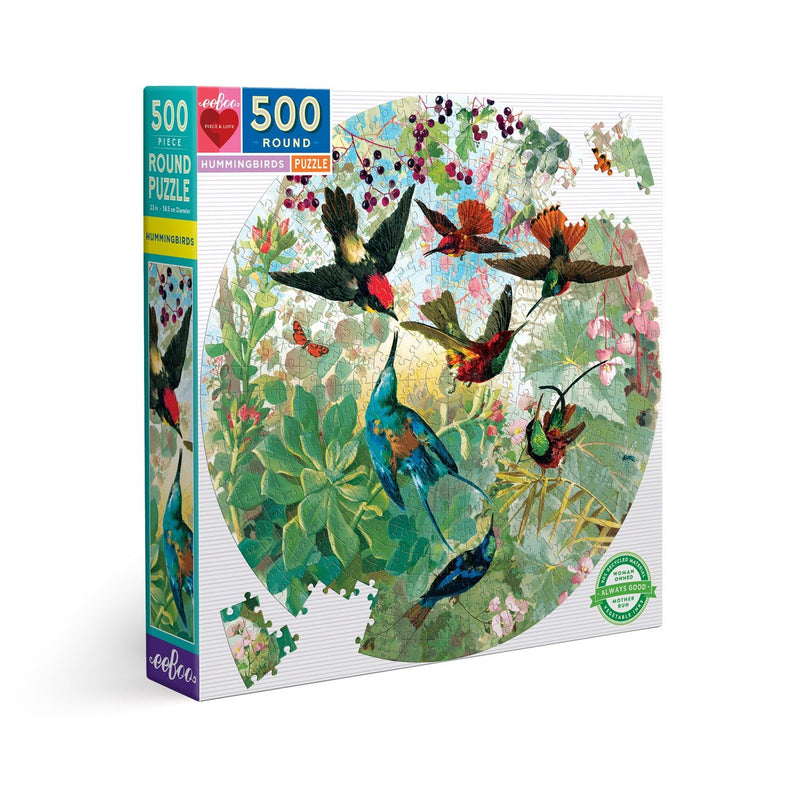 500pc Puzzle | Hummingbirds Round  Eeboo  Paper Skyscraper Gift Shop Charlotte