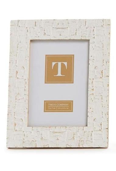 5x7 Brick Carved Pattern | Photo Frame Assorted | White Wash Finish Frame Two's Company  Paper Skyscraper Gift Shop Charlotte