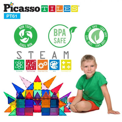 61pc Magnetic Tileset Kids Learning Picasso Tiles  Paper Skyscraper Gift Shop Charlotte