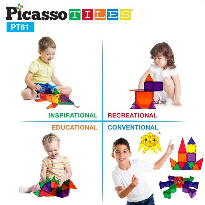 61pc Magnetic Tileset Kids Learning Picasso Tiles  Paper Skyscraper Gift Shop Charlotte