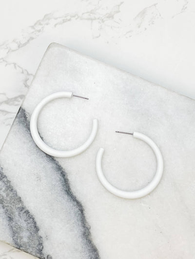 The Classic Enamel Hoop Earrings: Blue  Prep Obsessed Wholesale  Paper Skyscraper Gift Shop Charlotte