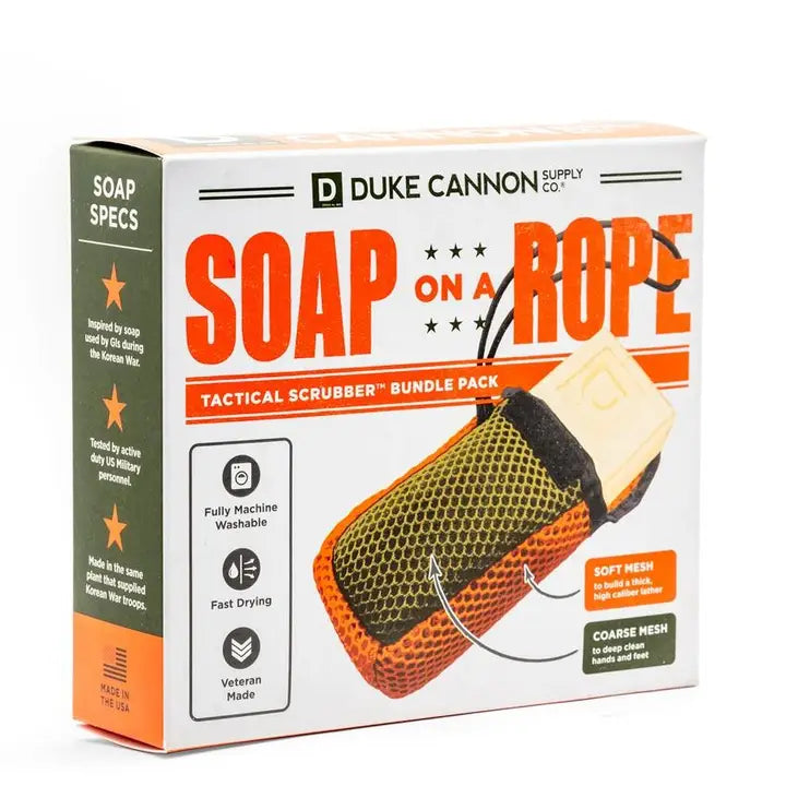 Soap On A Rope Bundle Pack (Tactical Scrubber + Bourbon Soap) Soap Duke Cannon  Paper Skyscraper Gift Shop Charlotte