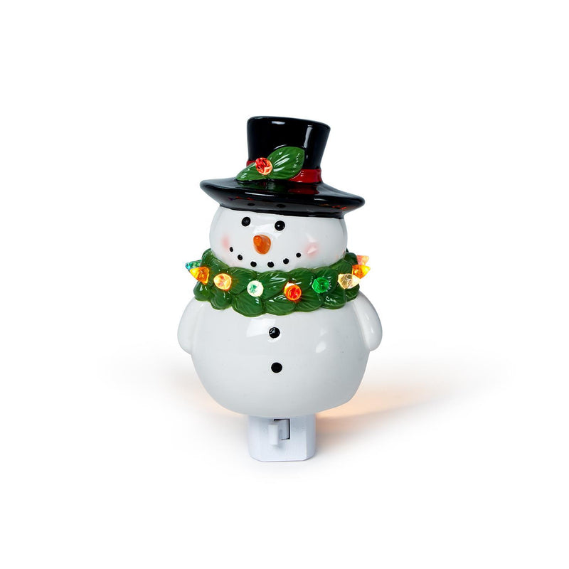 Snowman with Holiday Wreath Hand-Painted Nightlight Decor Holiday Two&