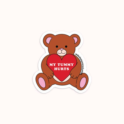 My Tummy Hurts Bear Sticker Stickers Party Mountain Paper co.  Paper Skyscraper Gift Shop Charlotte