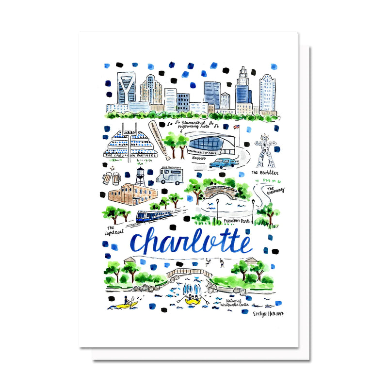 Charlotte Map Card cards Evelyn Henson  Paper Skyscraper Gift Shop Charlotte