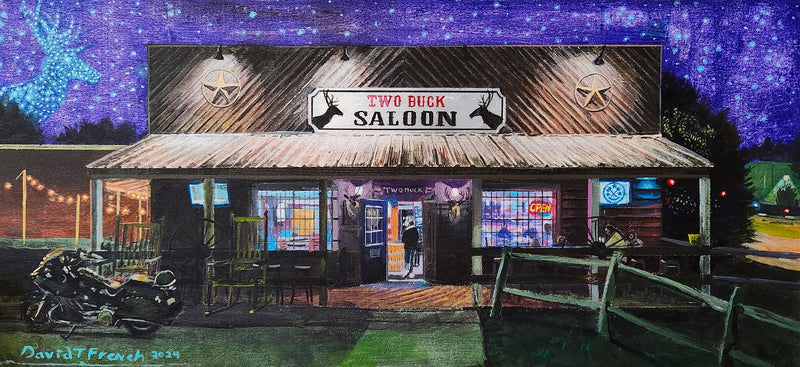 Two Buck Saloon 2024 by David French prints David French  Paper Skyscraper Gift Shop Charlotte