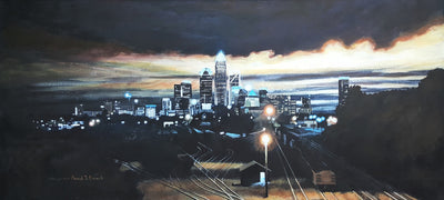 Dark Charlotte Nights" 2018 Print" GIFT David French  Paper Skyscraper Gift Shop Charlotte